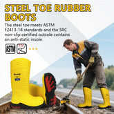 Botas de seguridad para hombre aprobadas por la CSA: botas de goma con punta de acero de PU impermeables ASTM F2413-18 resistentes a ácidos y aceites, color verde